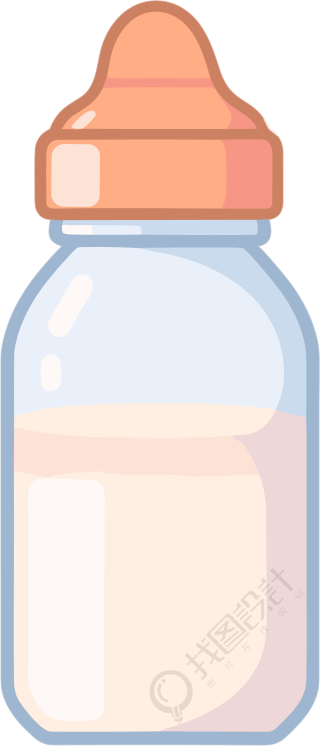 简约插画风格的新生儿奶瓶素材
