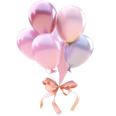 粉色背景上的气球礼物