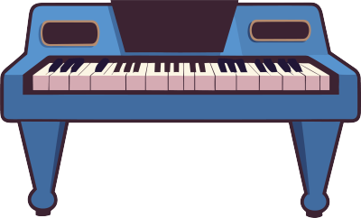 白色背景上的蓝色钢琴插画