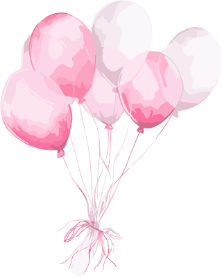 粉白柔和水彩风气球插画
