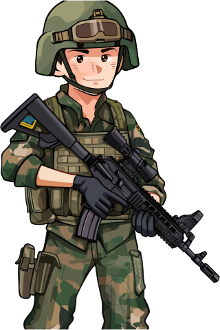 中国艺术风格的军人士兵卡通PNG素材