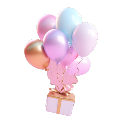 粉色背景气球礼物