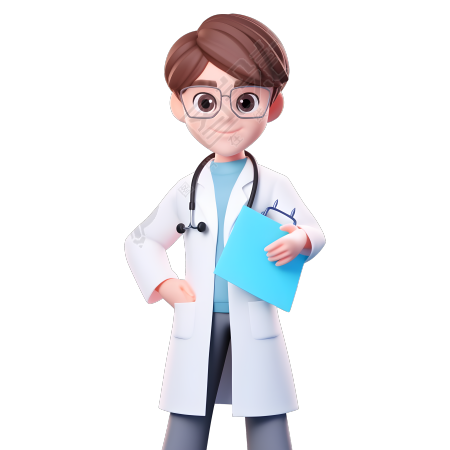 医生实验室大衣透明背景3D卡通素材