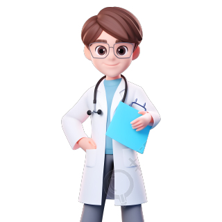 医生实验室大衣透明背景3D卡通素材
