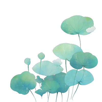 水彩荷叶绘画PNG素材