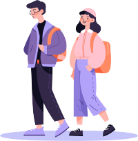 上学的学生创意设计元素PNG插画