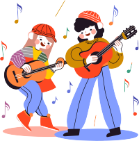 手绘卡通音乐家表演透明背景插画