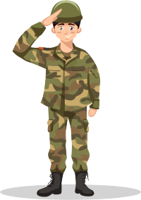 迷彩服军人致敬白底插画