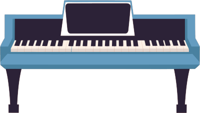 动态GIF图形素材蓝色钢琴在棕色背景上