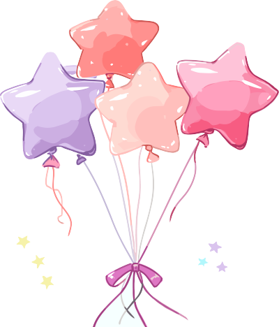 生日气球带蝴蝶结和星星的动态GIF素材