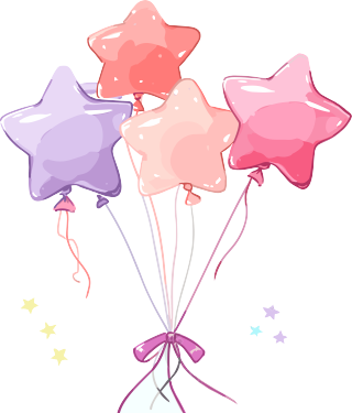 生日气球带蝴蝶结和星星的动态GIF素材