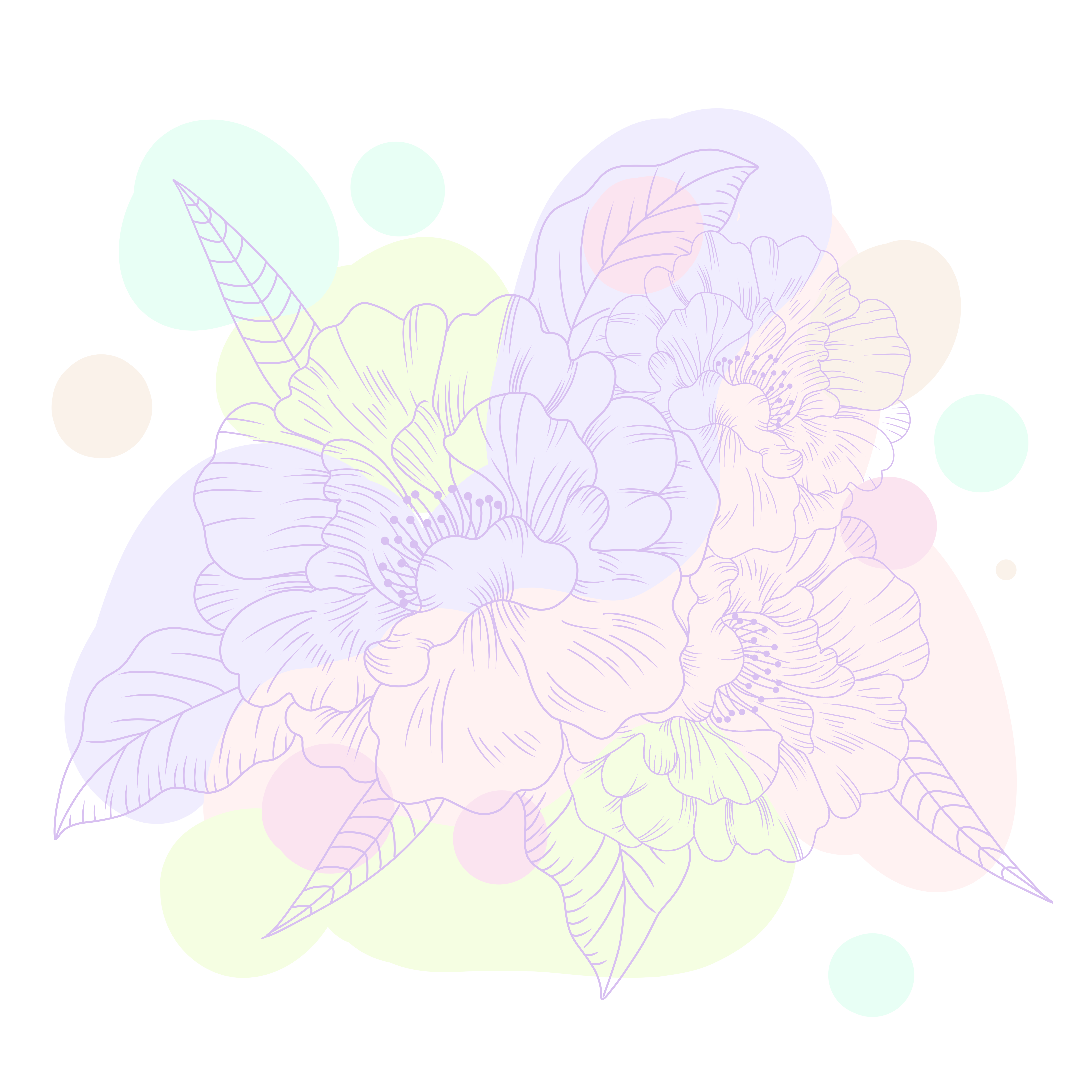 多巴胺风格的手绘花朵PNG插画