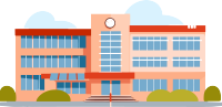 扁平风格白底小学建筑插画