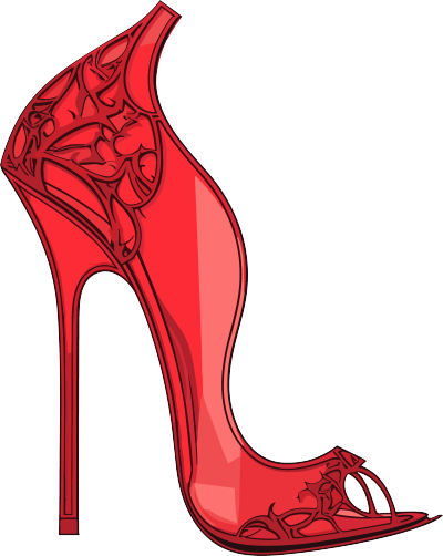 蕾丝红色高跟鞋高清PNG插画设计元素