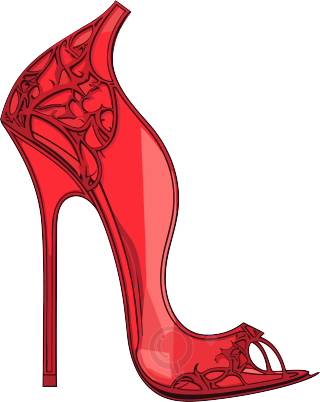 蕾丝红色高跟鞋高清PNG插画设计元素