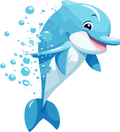 动感闪亮的海豚跃出水面，精美插画设计元素
