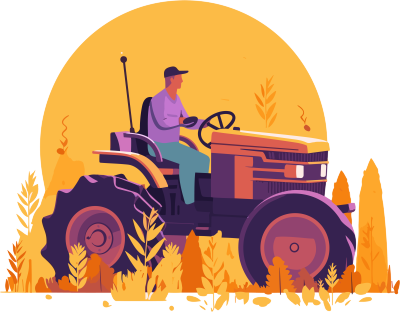 农夫与小麦的农场矢量插画元素