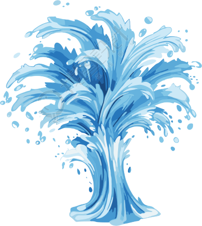 生蓝色水喷出PNG插画