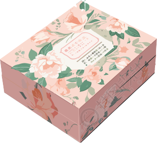 中国风浪漫怀旧主题花卉设计盒子插画