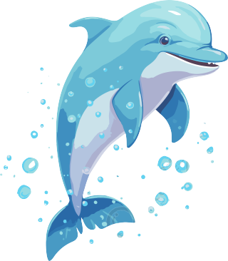 动画海豚跃出水面元素