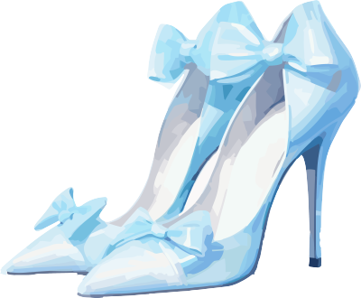 天蓝白色有蝴蝶结的高跟鞋元素