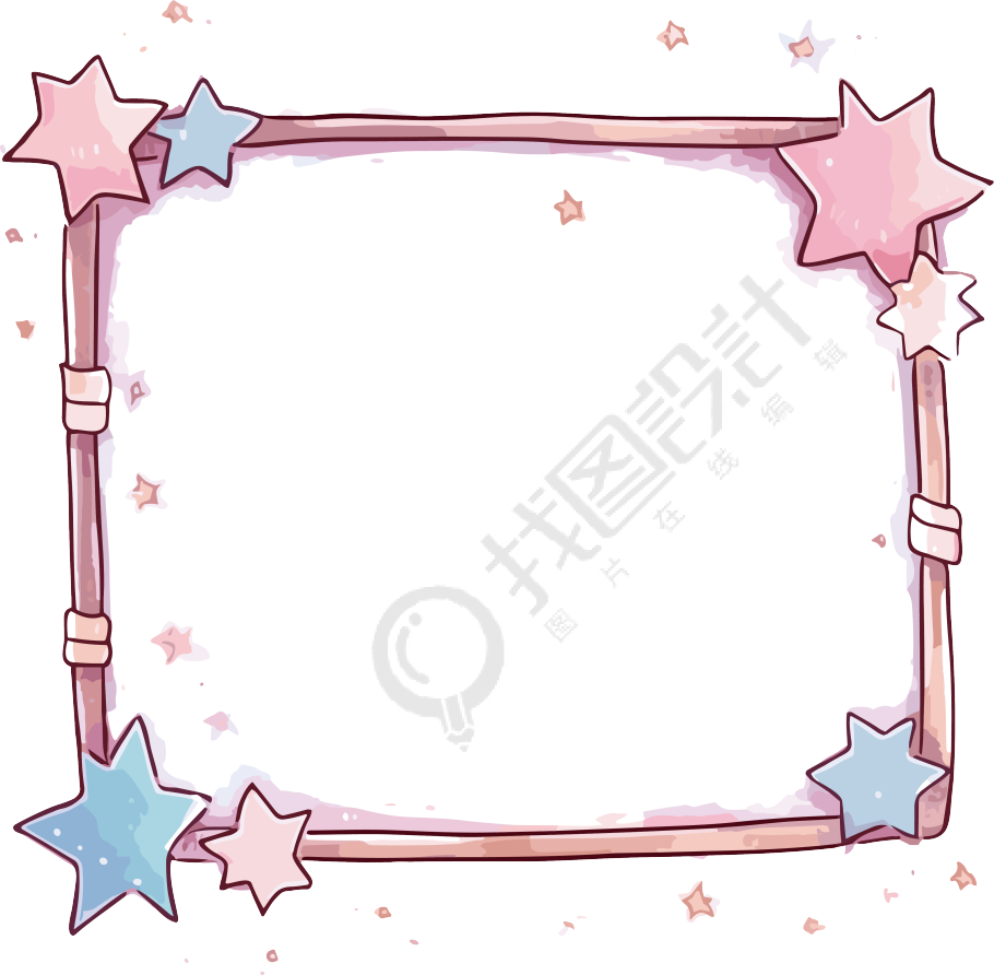 星辰粉色动画框架插画