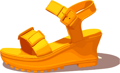 新潮风格橙色高跟凉鞋PNG图形设计元素