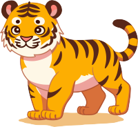 手绘扁平风格卡通老虎PNG