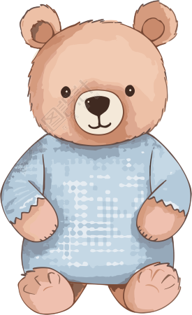 穿蓝色衣服的小熊玩偶可商用PNG图形设计