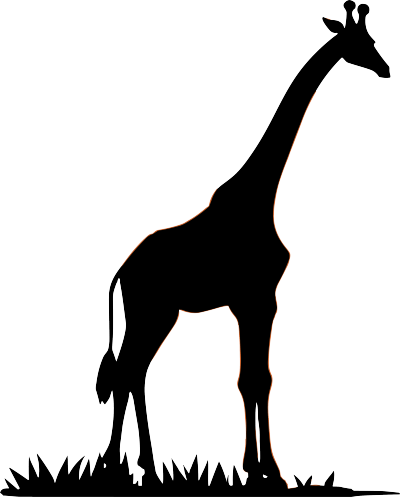 透明背景长颈鹿剪影插画