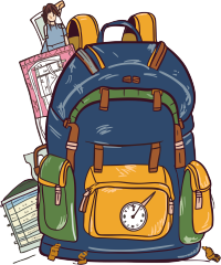 手绘平面风格背包插画