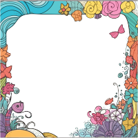手绘插画边框透明背景元素