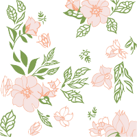 粉色花朵绿色树叶透明背景插画