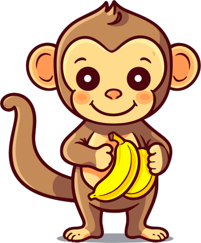 猴子举着香蕉的卡通剪贴画