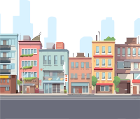 城市街道手绘插画素材