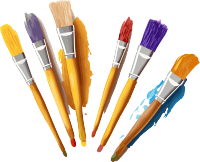 松散绘画应用风格的褐色和蓝色水彩画刷艺术PNG素材