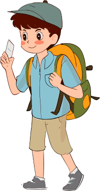 透明背景的小男孩学生手绘插图