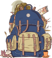 手绘插画设计蓝色背包元素PNG