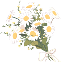 手绘扁平风格小雏菊花束PNG图形素材