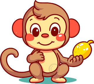 可爱猴子手举香蕉卡通插图元素