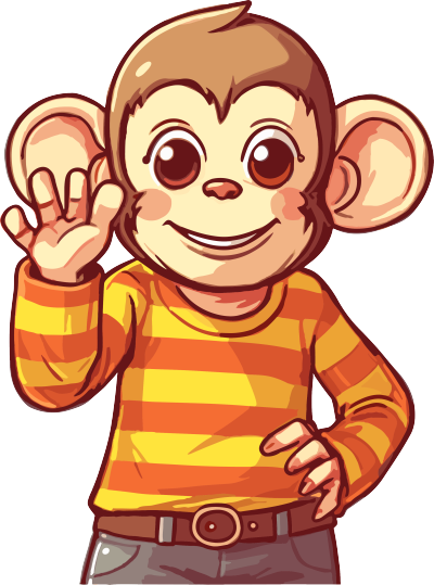 可爱猴子戴眼镜读书动画插画