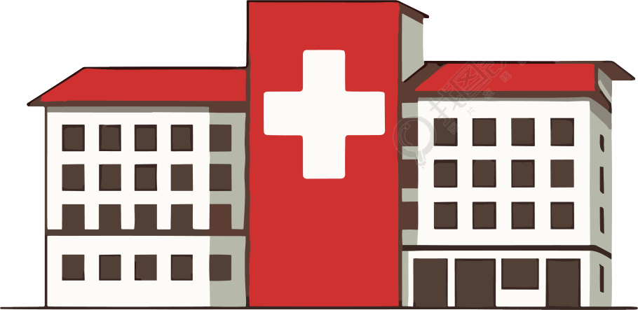 扁平风格医院标志红十字手绘插画