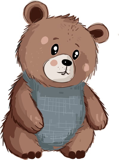 委屈巴巴的小熊玩偶插画PNG