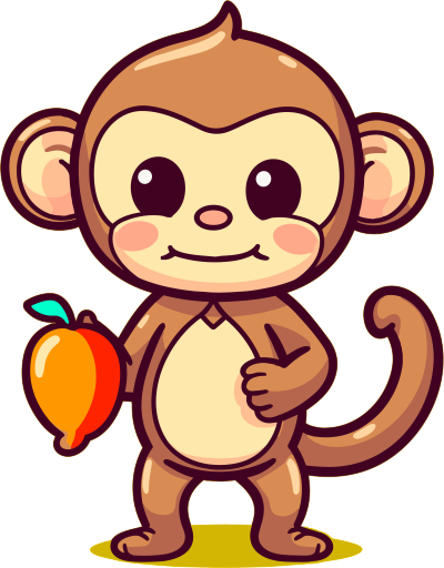 可爱猴子举手拿香蕉的卡通剪贴画
