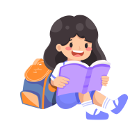 开学季开心阅读的小女孩插画元素
