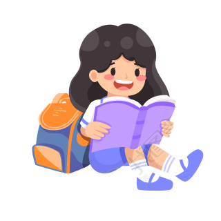 开学季开心阅读的小女孩插画元素