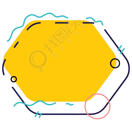 彩色线条黄色色块创意对话框素材