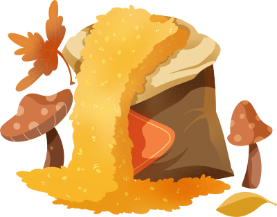 秋季丰收的小麦蘑菇PNG插画素材