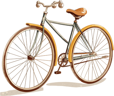 复古风格白色背景的老式自行车