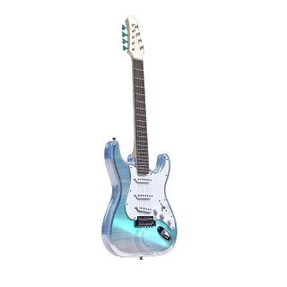 透明3D吉他模型插画